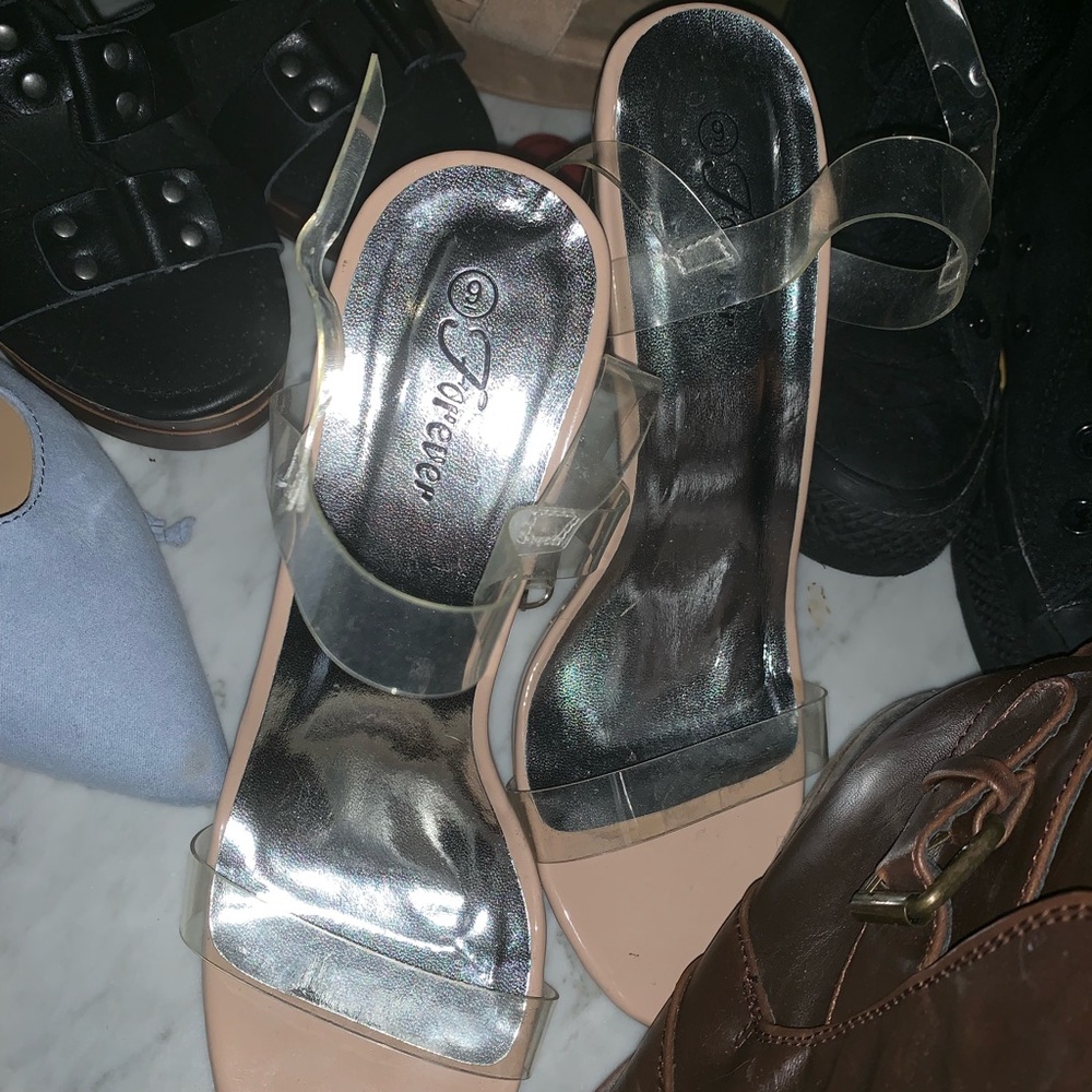 CLEAR strapped heels